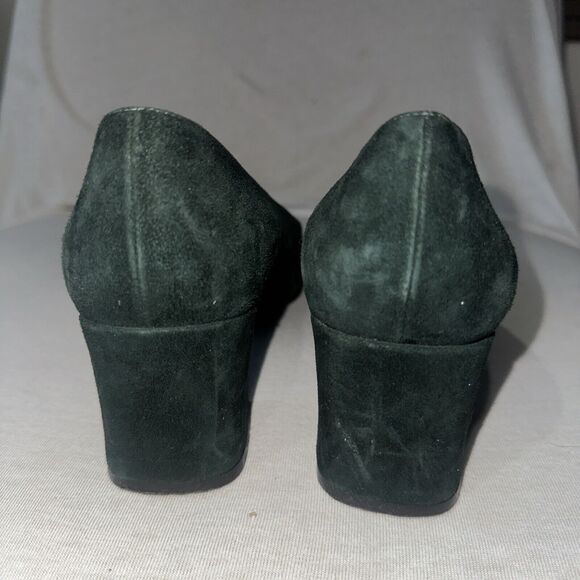 GRUPPO ITALIANO Green Suede Leather Block Heel Dress Shoes Size 9.5 - Picture 7 of 10